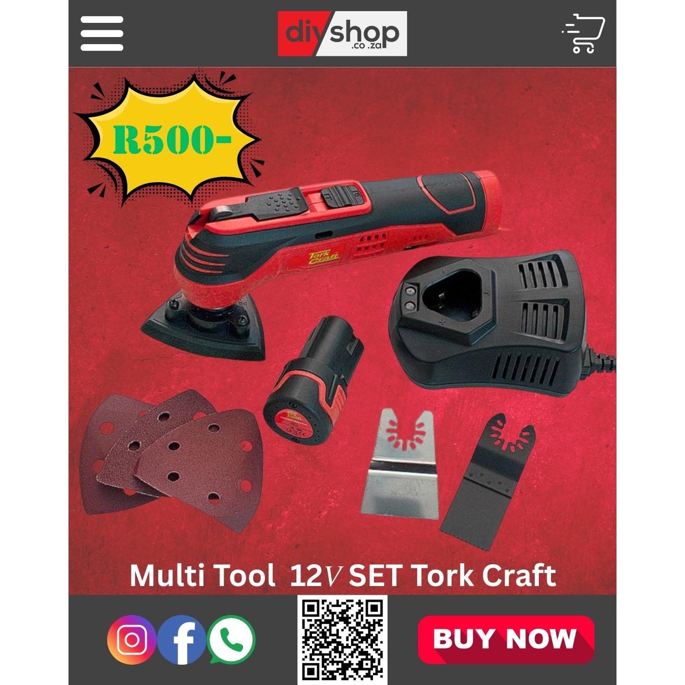 Juego de herramientas multiusos oscilantes inalámbricas de 12 V Tork Craft