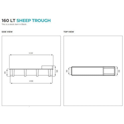 Animal Drinking Trough JoJo-250L Cattle-Black-