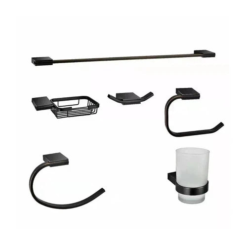 Bathroom Accessories Set Slimline Livorno-Bathroom Accesories-Livorno-Matt Black-diyshop.co.za