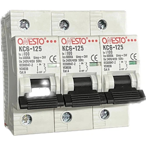 Circuit Breaker MCB DIN Onesto-3𝑃ole-80𝐴 6𝑘𝐴-