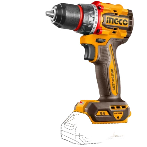 Drill Cordless Metal Chuck 20𝑉 iNGCO (NON IMPACT)-55𝑁-𝑚-Tool Only-