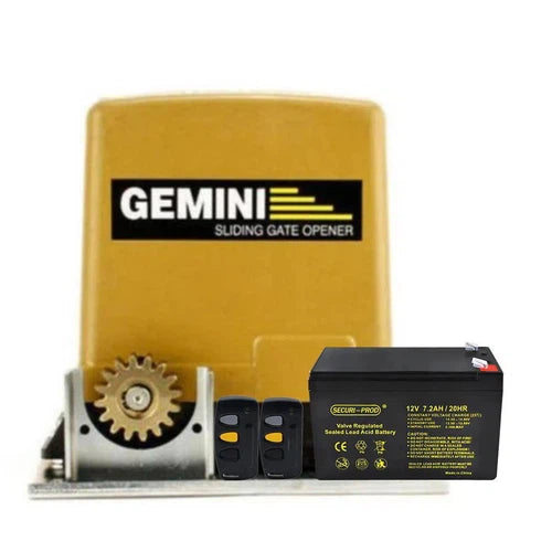 Gate Motor Sliding 12𝑉 Gemini-7𝐴𝒉-(Motor+Bat+2xRmt+BaseP)-