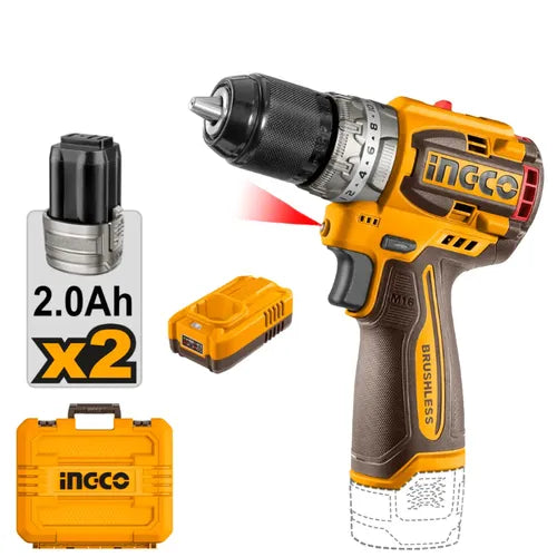 Taladro de impacto inalámbrico con mandril metálico de 16 mm iNGCO