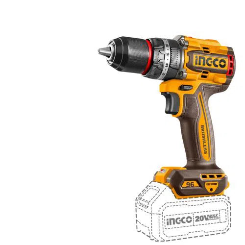 Impact Drill Cordless Metal Chuck 20𝑉 iNGCO-55𝑁-𝑚-Tool Only-