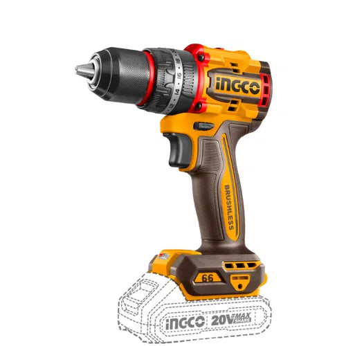 Taladro de impacto inalámbrico con mandril metálico de 20 mm iNGCO