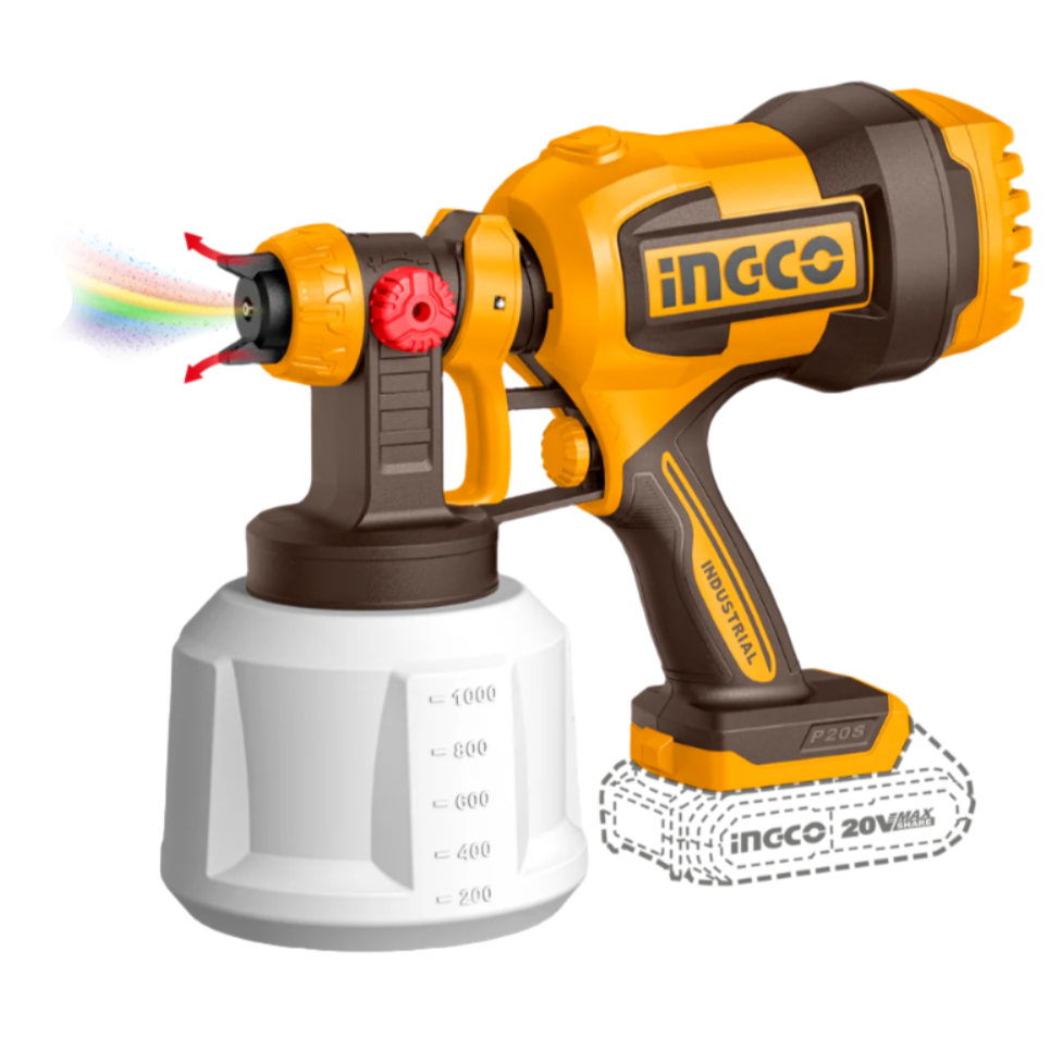 Pistola pulverizadora inalámbrica 20𝑉 HVLP iNGCO