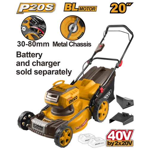 Lawnmower π€51ππ Cordless Push 2x20π iNGCO-Tool Only-