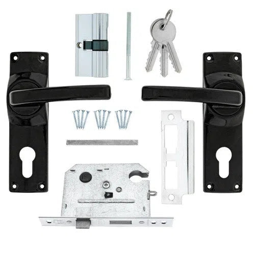 Lockset Classic Cylinder Meduim Duty FortKnox-Black-