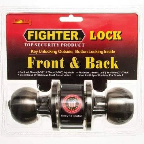 Lockset Knob Round Fighter-Antique Brass-