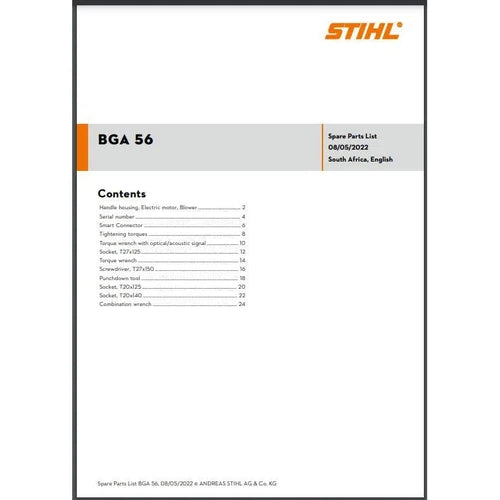 Parts List & Diagram BGA56 STIHL-