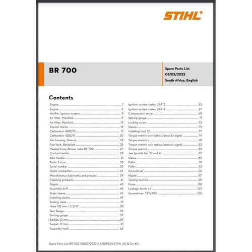 Parts List & Diagram BR700 STIHL-