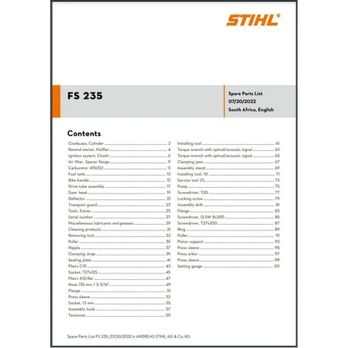 Parts List & Diagram FS235 STIHL-