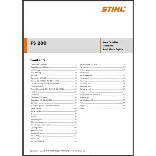 Parts List & Diagram FS280 STIHL-