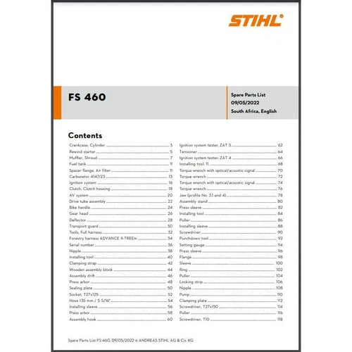 Parts List & Diagram FS460 STIHL-