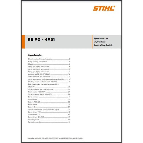 Parts List & Diagram RE90 STIHL-
