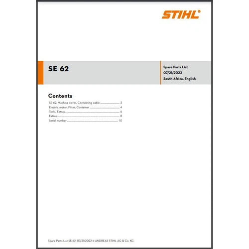 Parts List & Diagram SE62 STIHL-