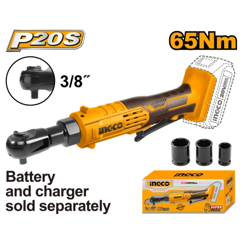 Ratchet Driver Cordless 20𝑉 3/8" 65𝑁-𝑚 iNGCO-Tool Only-