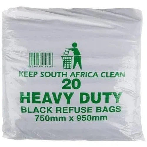 Refuse Bags Heavy Duty-20 Pack-Black-