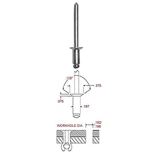 Rivet Countersunk Aluminium-4.0 x 12mm-per100-