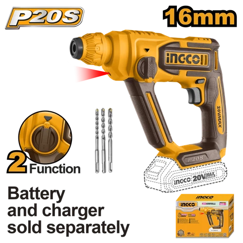 Rotary Hammer Drill Cordless 16ππ 20π iNGCO-Tool Only-