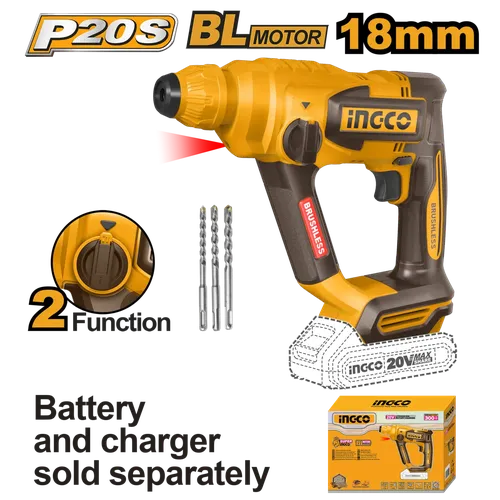 Rotary Hammer Drill Cordless 18ππ 20π iNGCO (Brushless)-Tool Only-