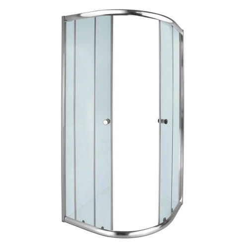 Shower Door Curved Corner Slidingⓓ-Silver/Clear-