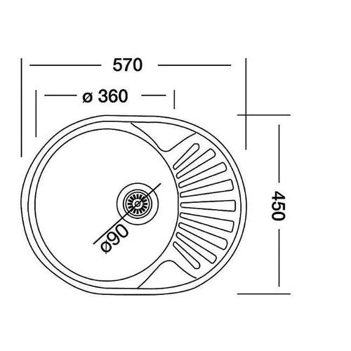 Sink Drop In Single Bowl Half End Round-
