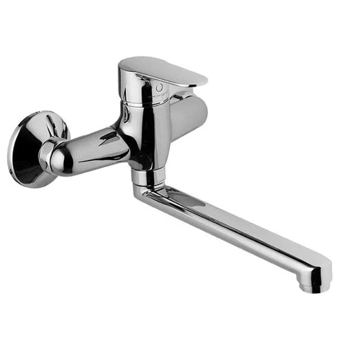 Tap Sink Mixer Wall Rounded Lever-Chrome-