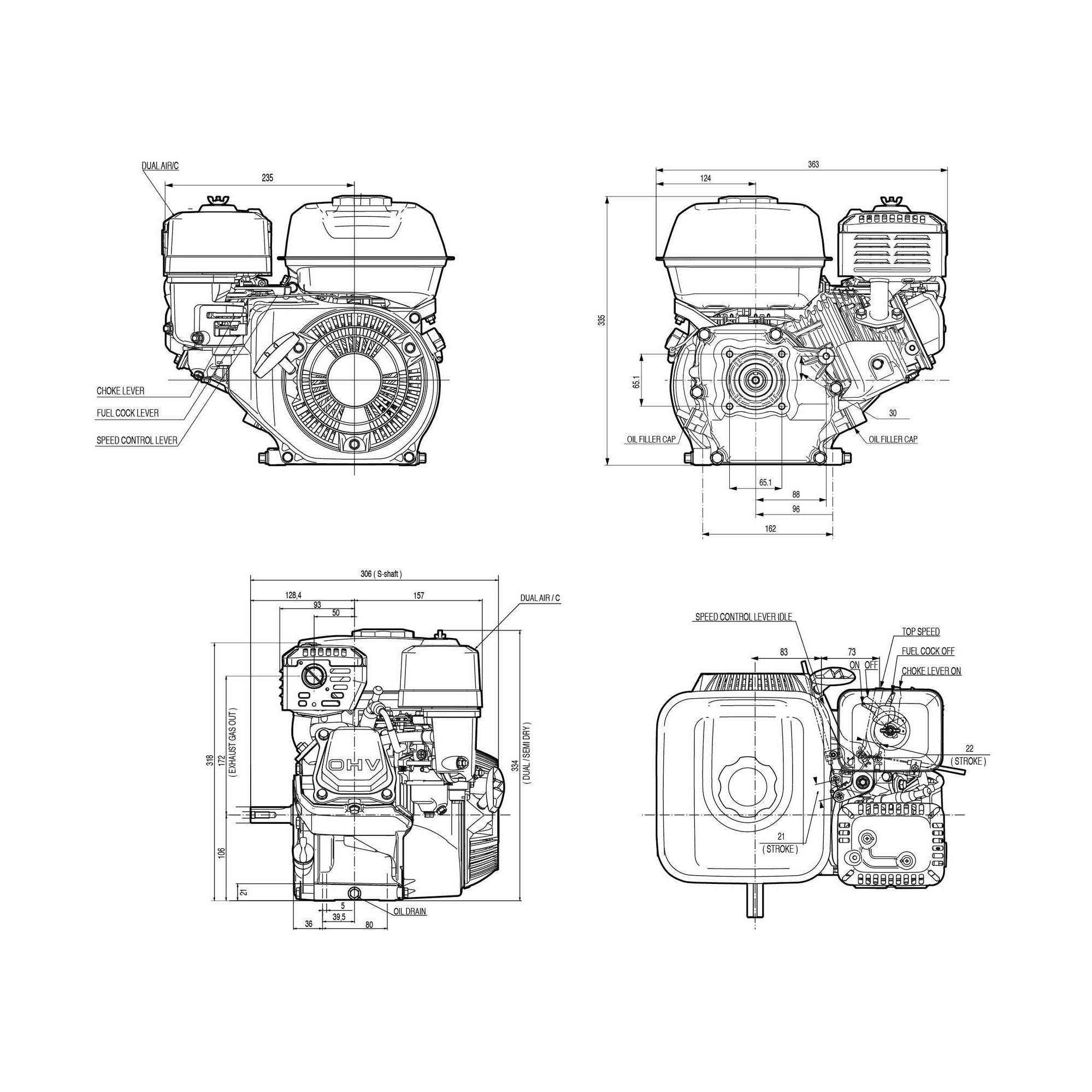 Motor Gasolina Eje Horizontal 4.8ℎ𝑝/3.6𝑘𝑊/163cc GP160 HONDA