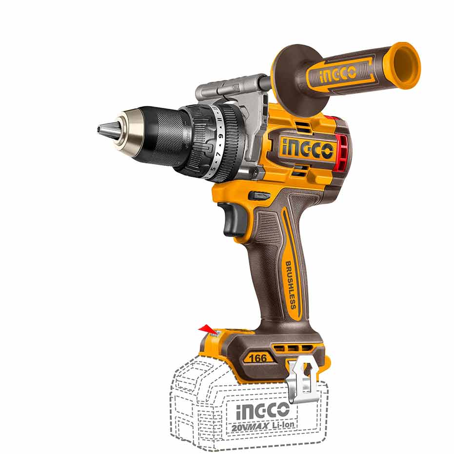 مثقاب صدمات لاسلكي معدني 20 بوصة من iNGCO