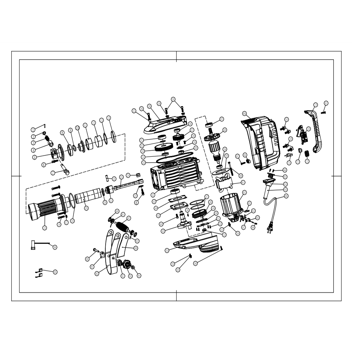 Martillo de demolición (JackHammer) eléctrico 1.7mm/14mm iNGCO