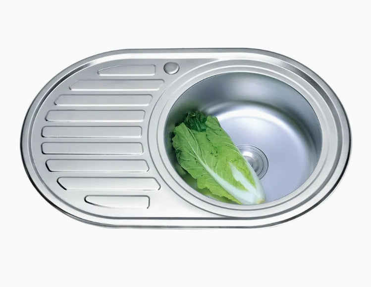 Sink Drop In Single Bowl End Round