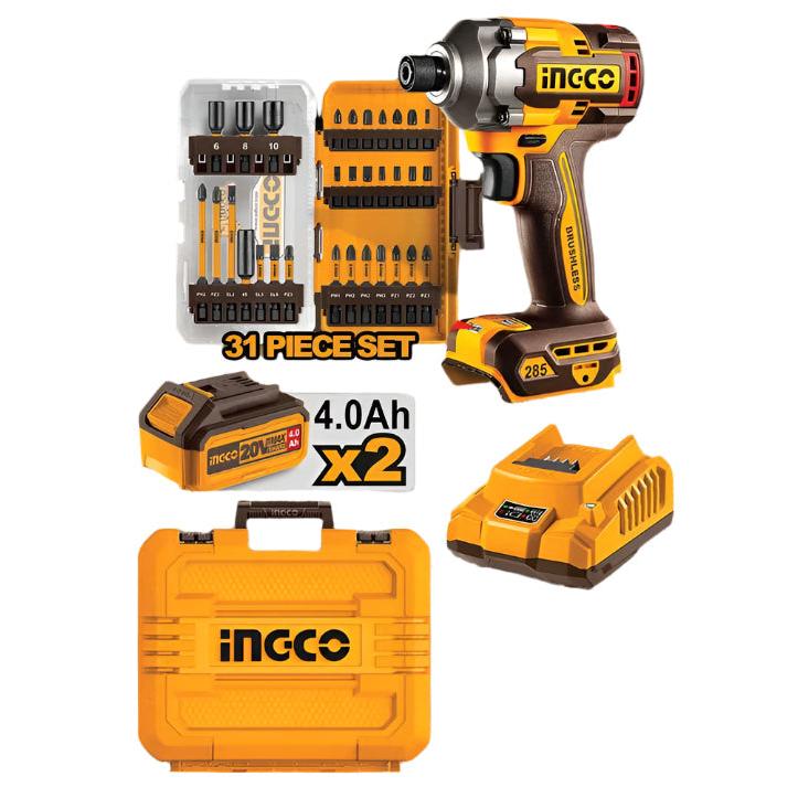 مفك صدمات لاسلكي 1/4 بوصة 285 𝑁-𝑚 20 𝑉 SET iNGCO