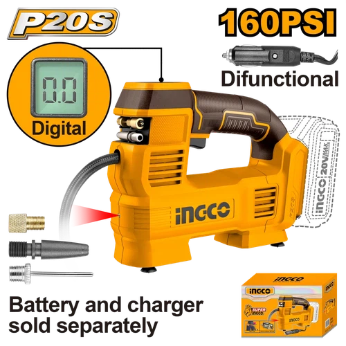 Air Compressor Cordless 20𝑉/12𝑉 35ℓ/min iNGCO-Tool Only-