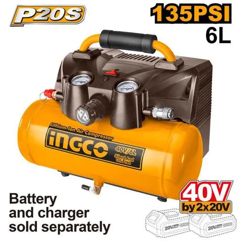 Air Compressor Cordless 2x20𝑉 6ℓ iNGCO-Tool Only-