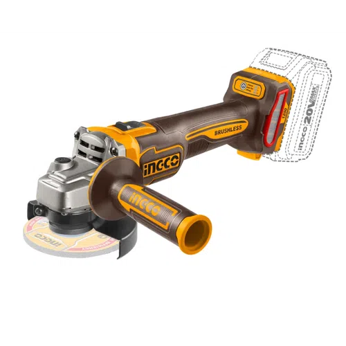 Angle Grinder Cordless 115𝑚𝑚 20𝑉 iNGCO-1200𝑊-Tool Only-