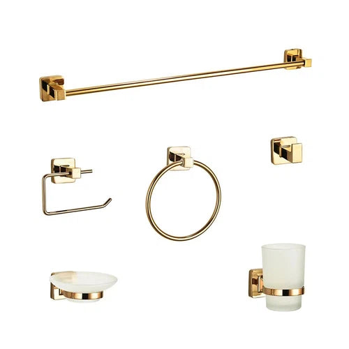 Bathroom Accessories Set Square Livorno-Bathroom Accesories-Livorno-Rose Gold-diyshop.co.za