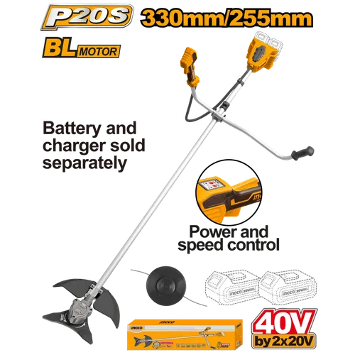 Brushcutter Cordless 2x20𝑉 iNGCO-Tool Only-