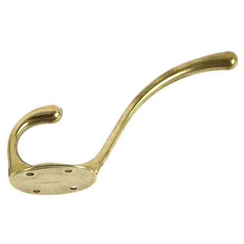 Coat & Hat Hook Brass Plated-Hooks-Archies Hardware-127mm #398-diyshop.co.za