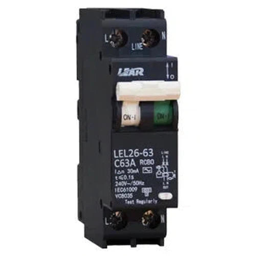 Earth Leakage RCBO SAMITE Lear-LEAR-63𝐴 1𝑃+N 30𝑚𝐴 4.5𝑘𝐴-diyshop.co.za