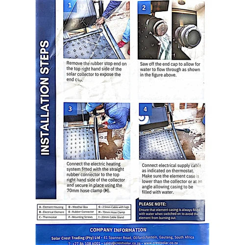 Elemento para Geyser Solar de Baja Presión CrestSolar 