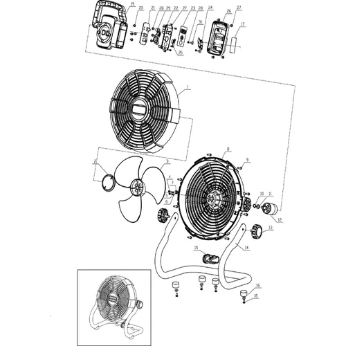 Ventilador inalámbrico/eléctrico 20𝑉 280𝑚𝑚 iNGCO