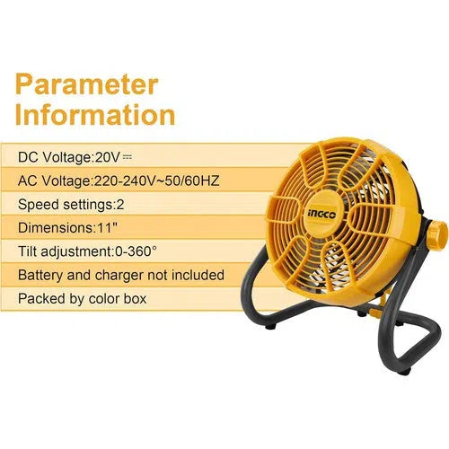 Ventilador inalámbrico/eléctrico 20𝑉 280𝑚𝑚 iNGCO