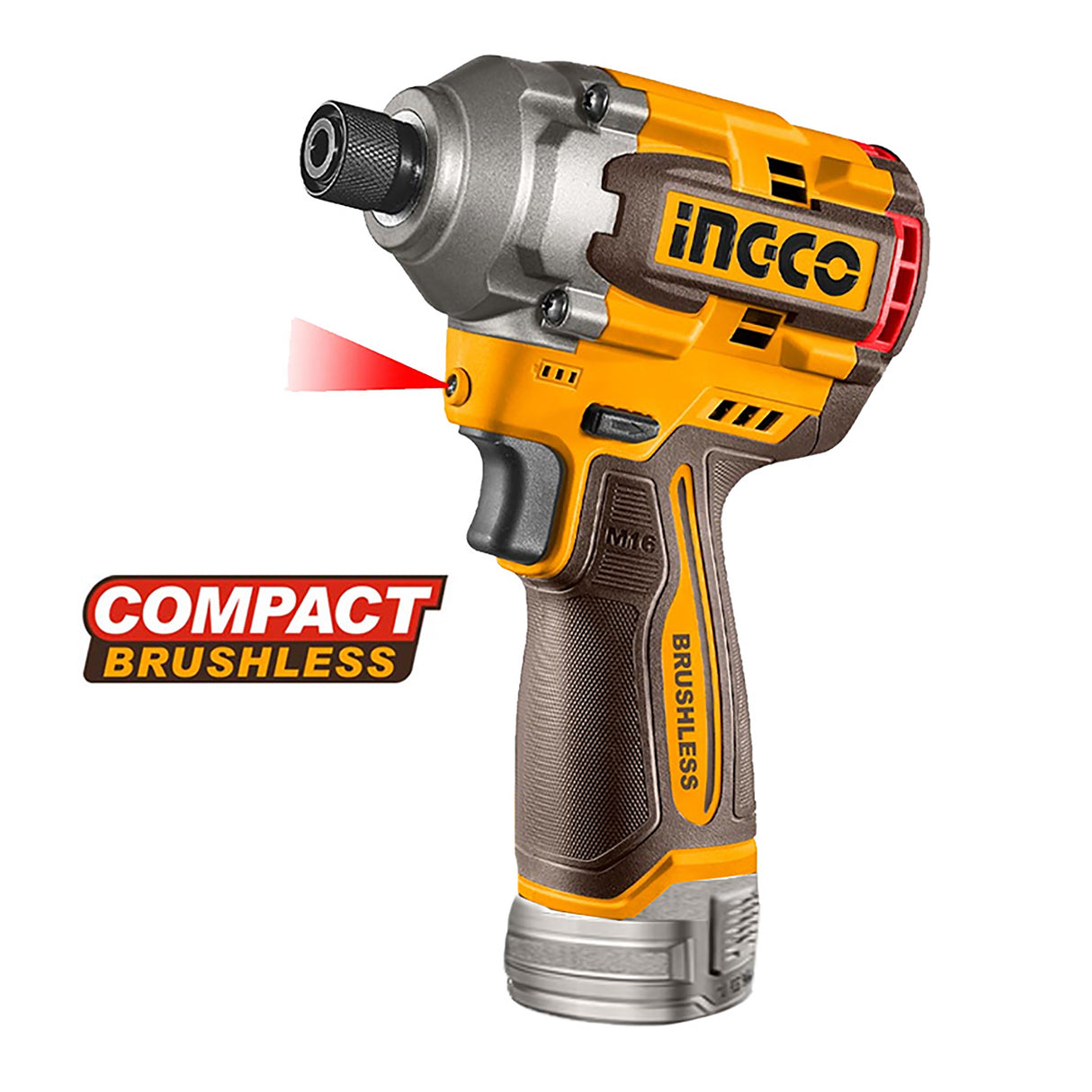 Atornillador de impacto inalámbrico de 1/4" 170 mm - 16 mm, juego iNGCO