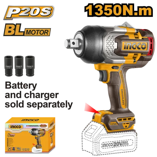 Impact Wrench Cordless 20𝑉 3/4" iNGCO