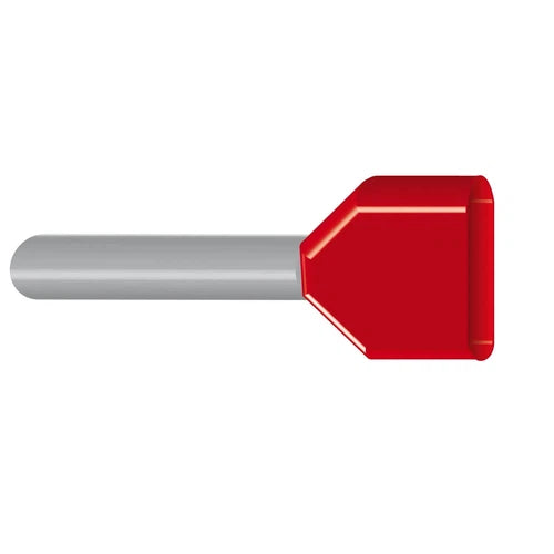 Insulated End Sleeve Boot Lace Ferrules-Double 1.0𝑚𝑚² Red-