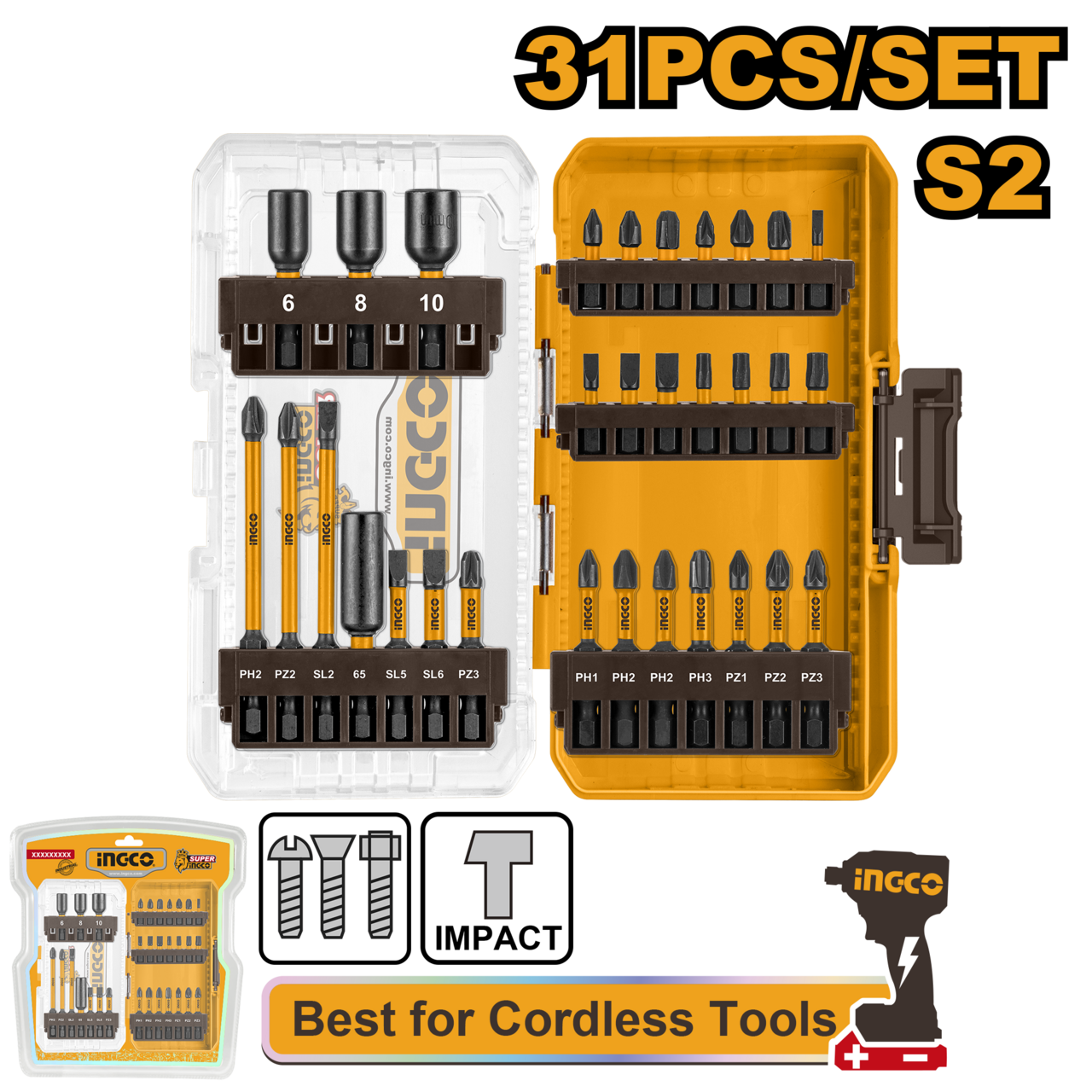 Screwdriver Bit Set 31pc Cased iNGCO