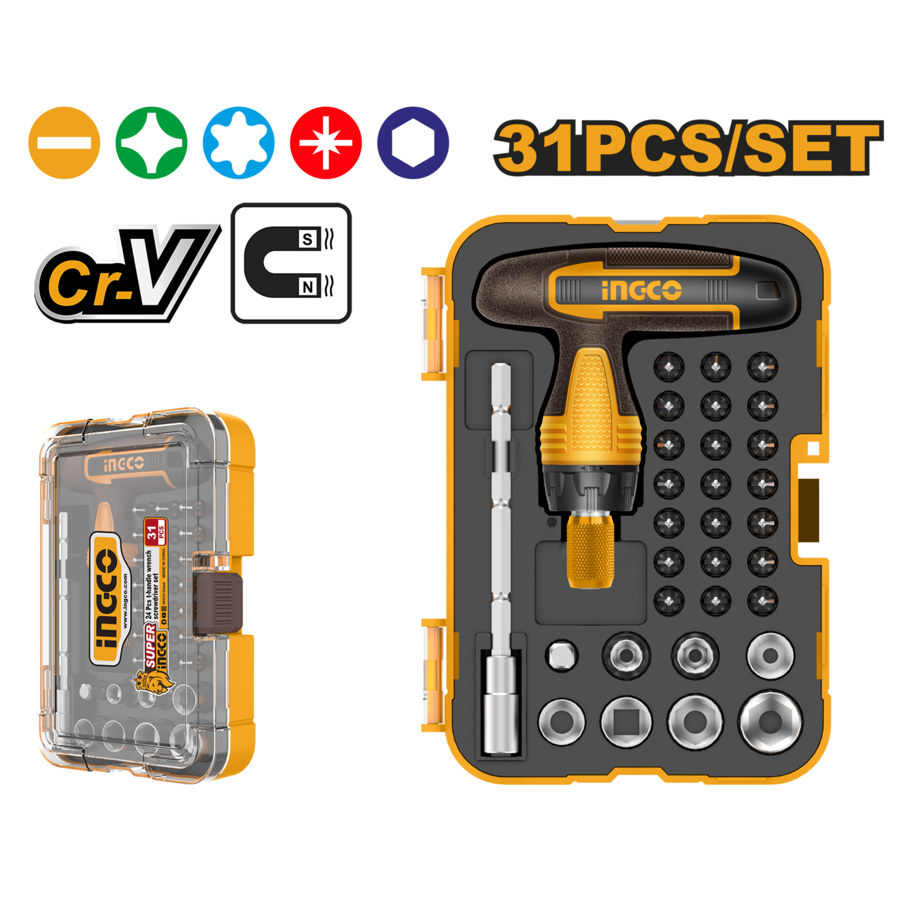 Socket & Screwdriver 1/4" Set iNGCO