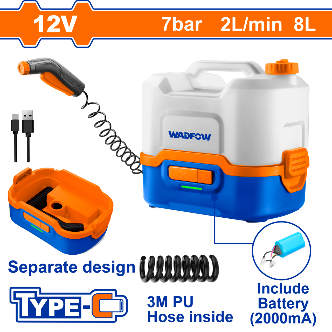 Pressure Washer Cordless 7℔ WADFOW