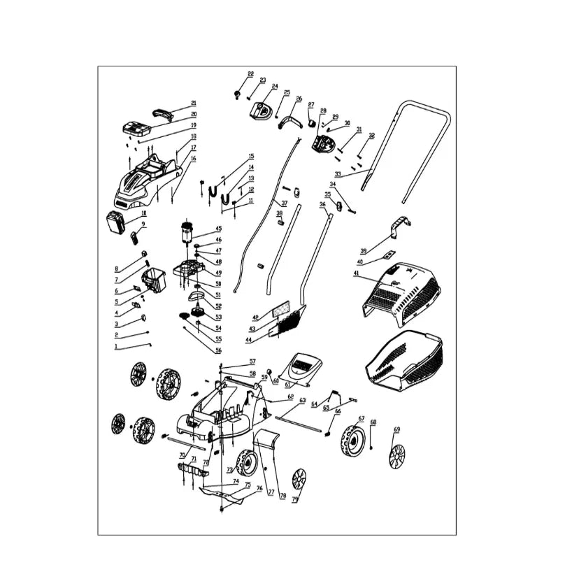 Lawnmower 𝑤32𝑐𝑚 Cordless Push 20𝑉 WADFOW-Tool Only-